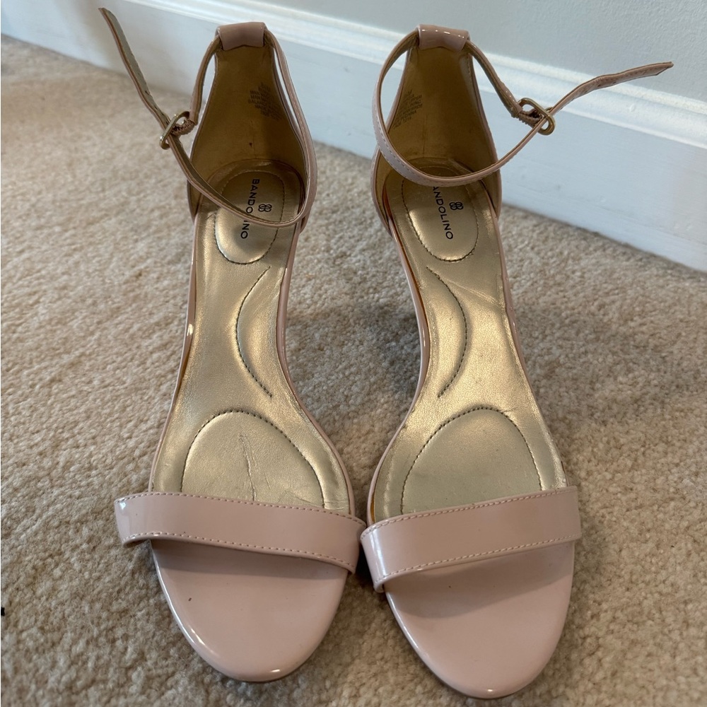 Bandolino Nude Patent Ankle-Strap Heels